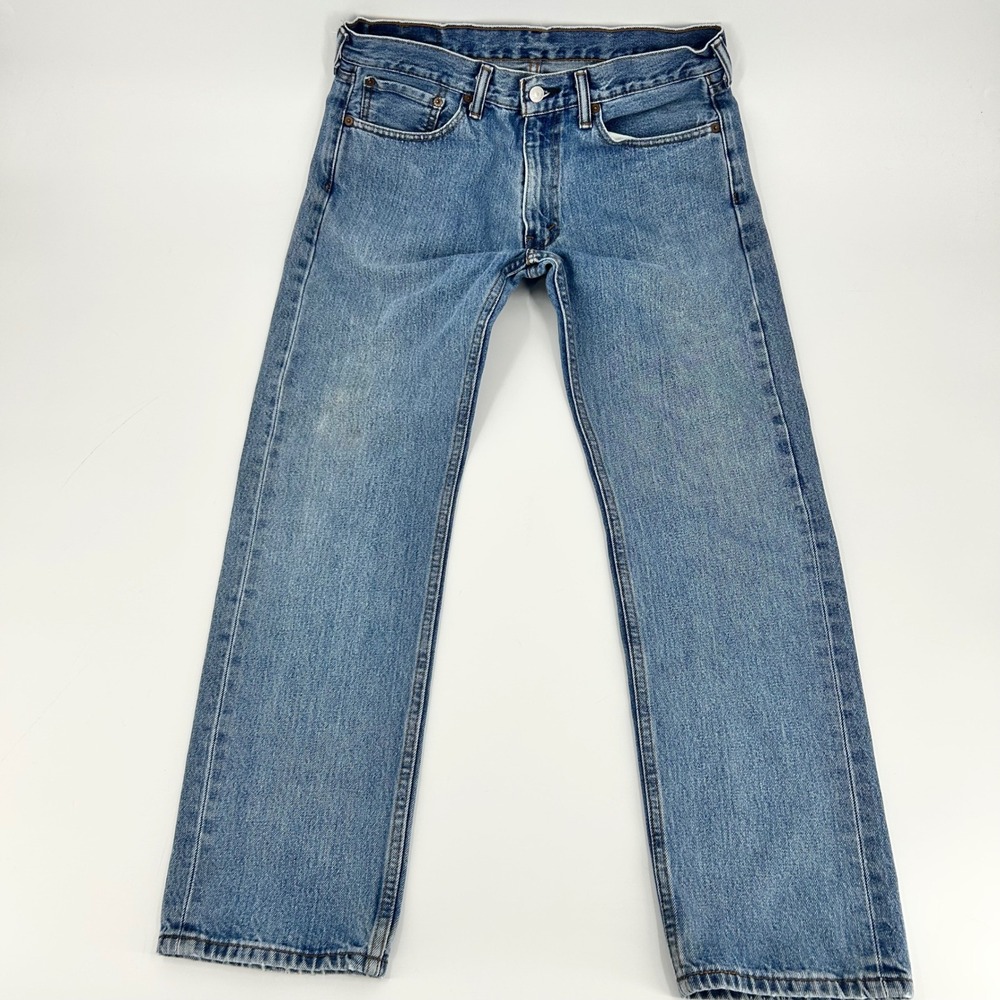 Levis 505 Regular Fit Jeans Mens 32x30 Medium Wash Blue Straight Leg Denim